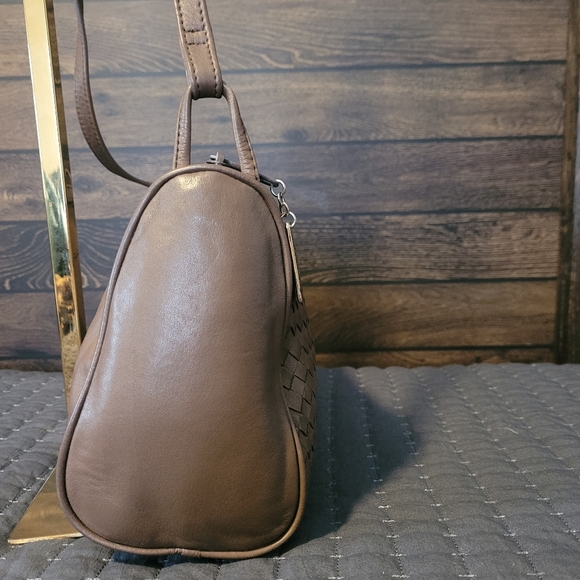 Four Seasons Handbags Women's Crossbody Brown Woven Leather Purse - Picture 4 of 12